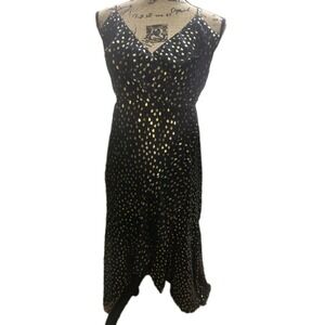 MSK Petite Womens Black Gold Accents Ruffled Long Faux Wrap Party Dress Size‎ MP
